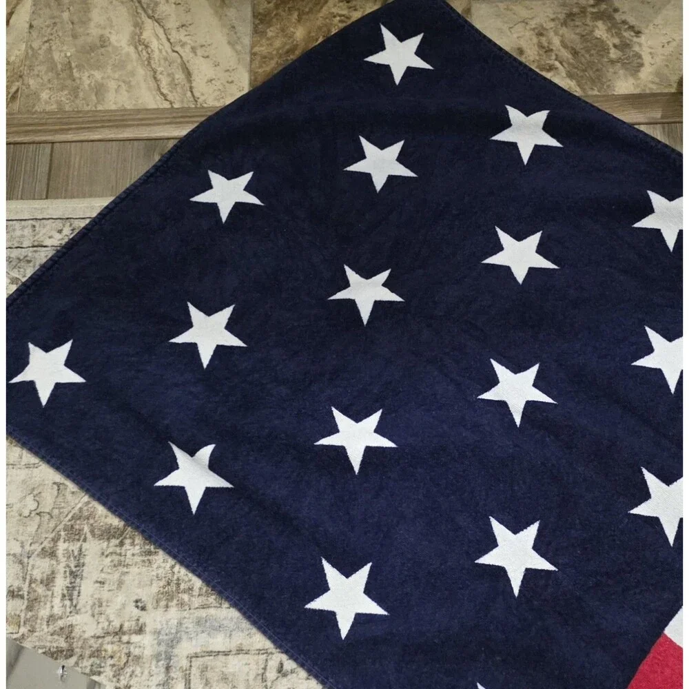 Vintage Tommy Hilfiger American Flag Beach Towel 90s Stars Stripes Cotton